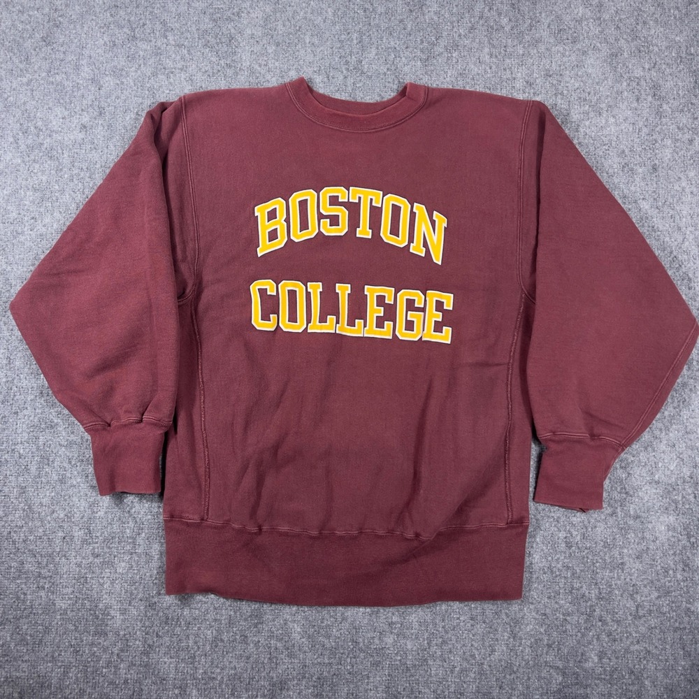 Vintage 80s Boston College Champion Reverse Weave Sweatshirt Mens XL Maroon USA